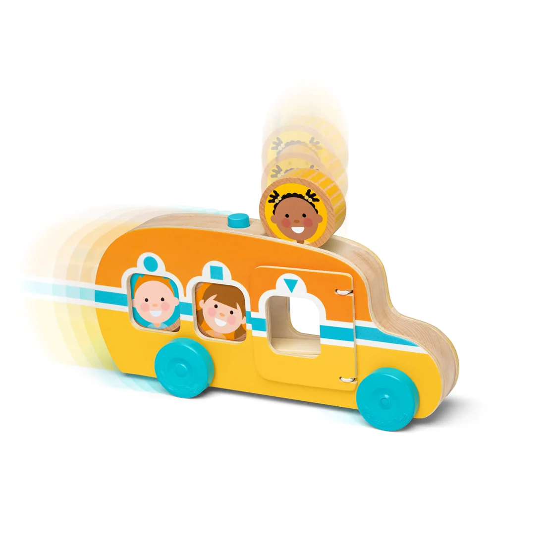 Bus GoTots Rollen - Holzspielzeug. Bus mit beweglichene Teilen. KiTa-Spielewelt