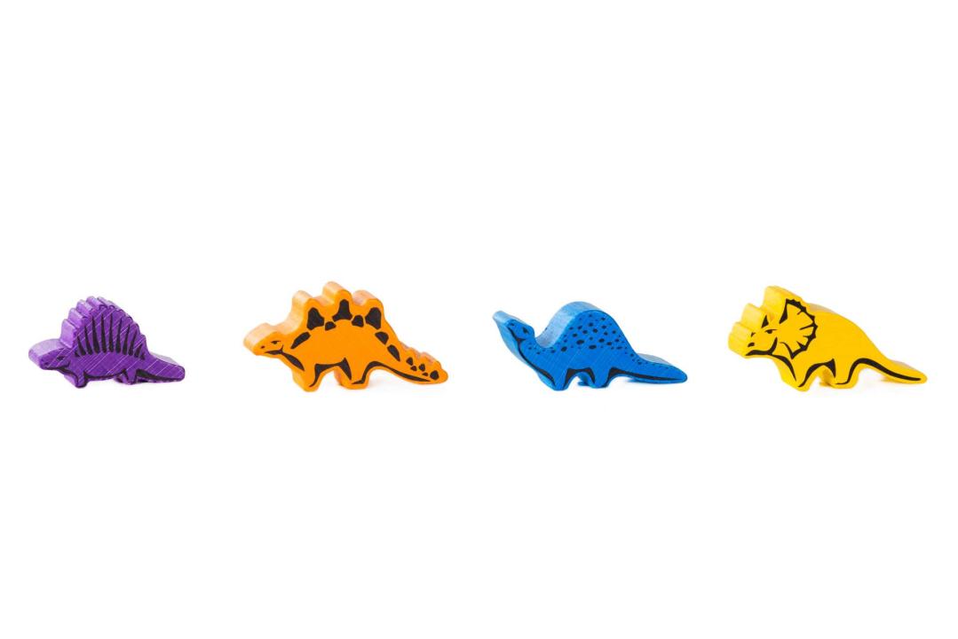 Kleine Dinosaurier - Bande: 4 verschiedene Holzfiguren in Dinosaurier-Form. KiTa-Spielewelt