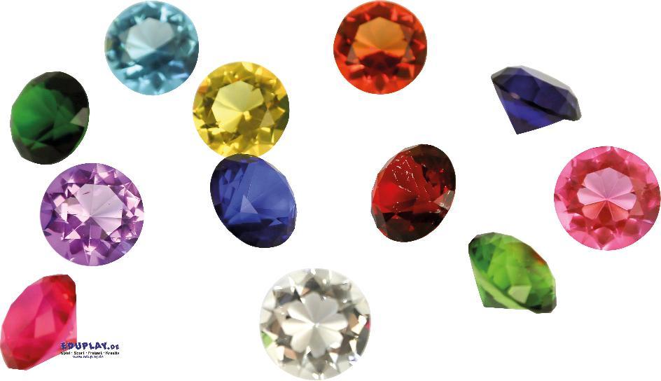Diamanten - Glitzersteine groß - 12 Glassteine in verschiedenen Farben. KiTa-Spielewelt