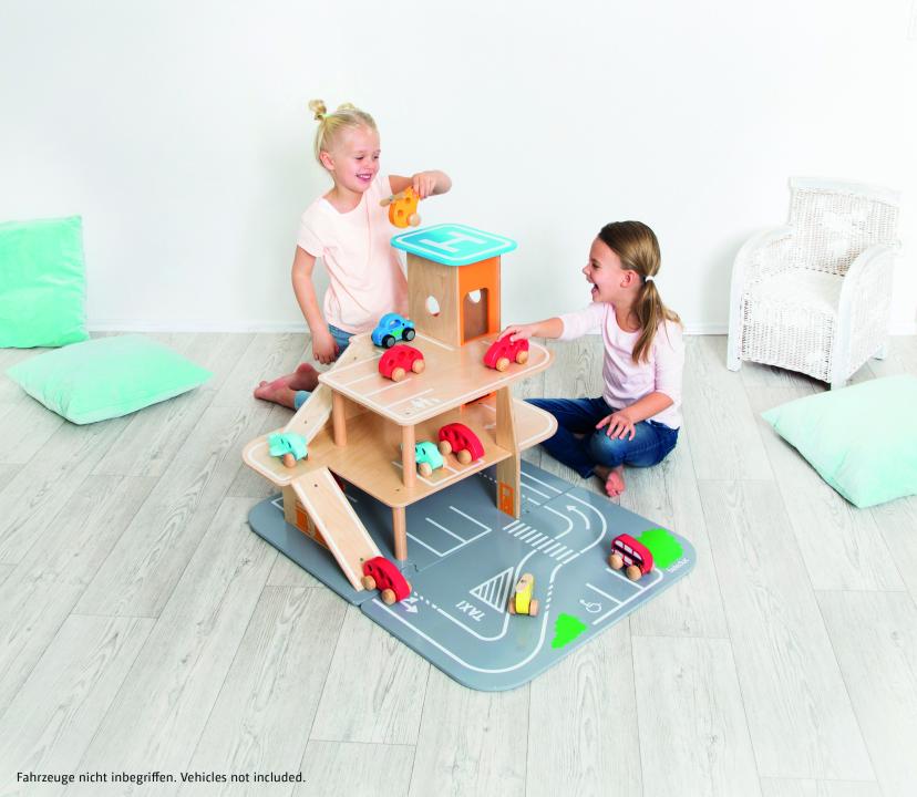XXL City Parkhaus - attraktives Holzspielzeug für Kinder ab 3 Jahren - KiTa-Spielewelt