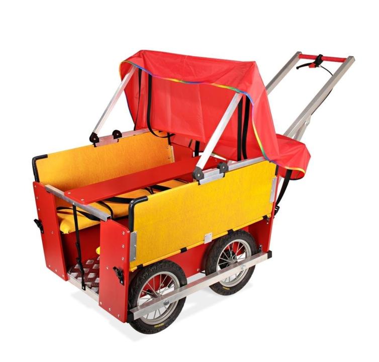 Krippenwagen 6-Sitzer - Kinderwagen mit variabel einstellbarem Sonnendach - KiTa-Spielewelt