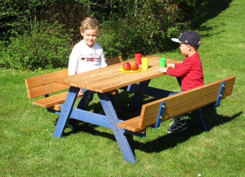Picknickbank mit Rückenlehne - Holzbank für Kinder. KiTa-Spielewelt