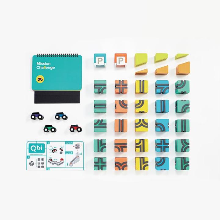 Qbitoy Magnetic Cubes Plus: 39 Teile für Straßen, Parkhäuser, Rampen, Autos, Anleitung. KiTa-Spielewelt