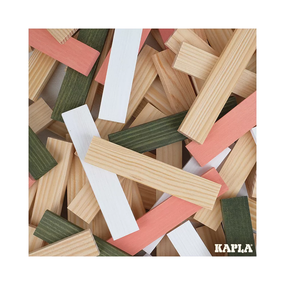 Kapla 200er Box rosa - 200 Holzbausteine in verschiedenen Frühlings-Farben. KiTa-Spielewelt