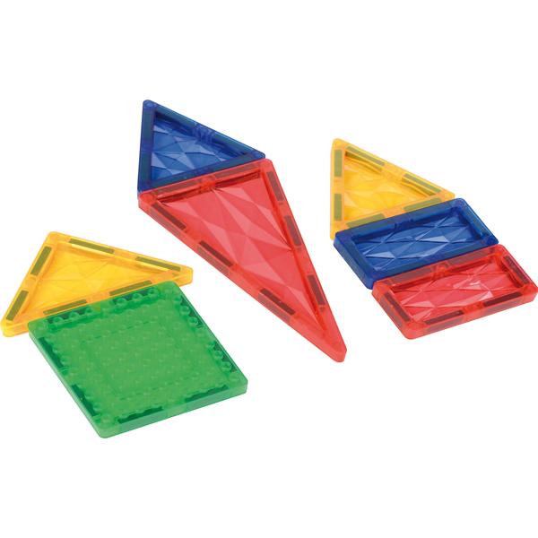 Magnetische Baustein: quadratisch, dreieckig, rechteckig, verschiedene Farben. KiTa-Spielewelt