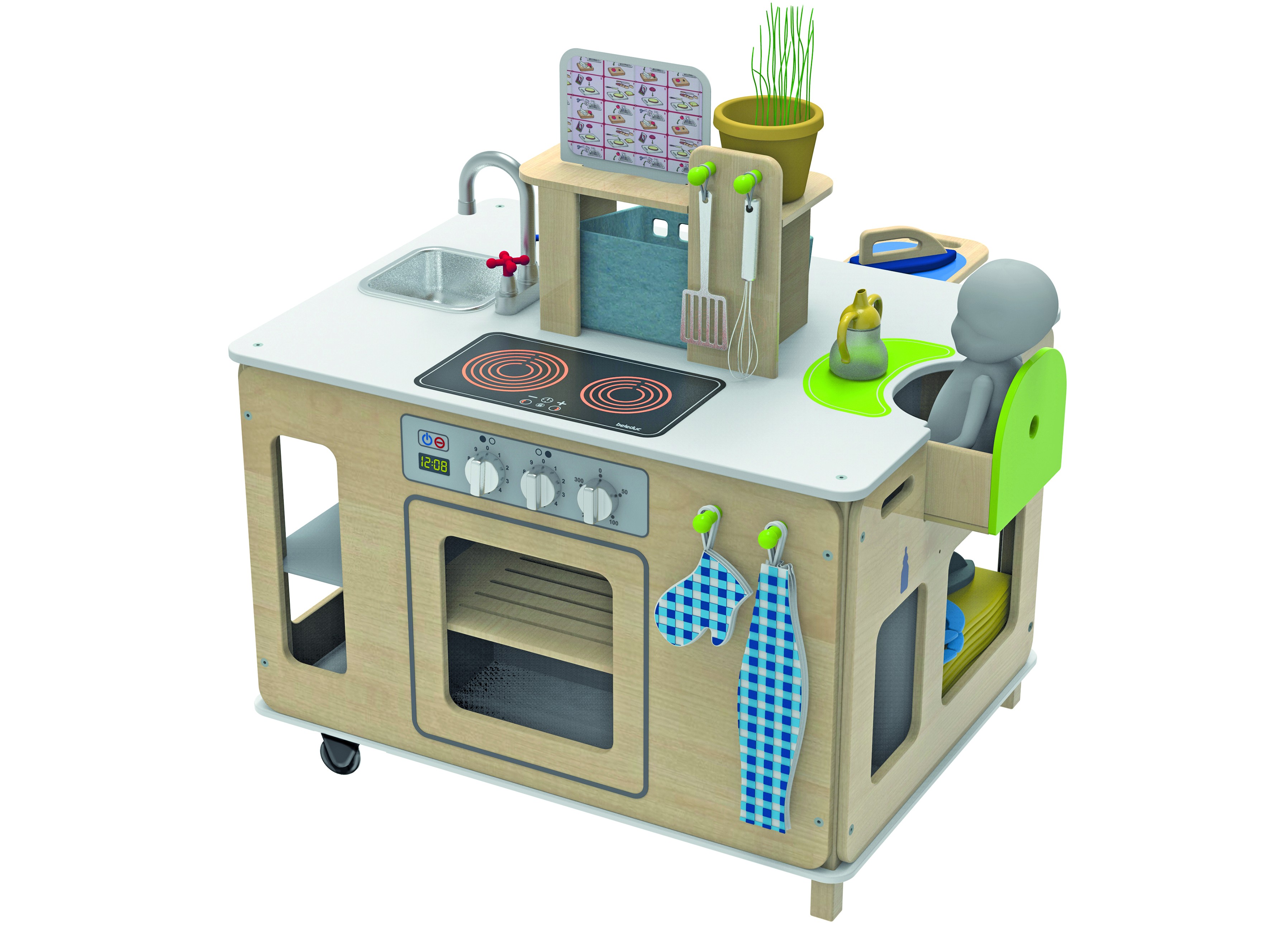 Mobiles Haushaltscenter 4 in 1 - bei dieser Kinderküche bleiben keine Wünsche offen! KiTa-Spielewelt