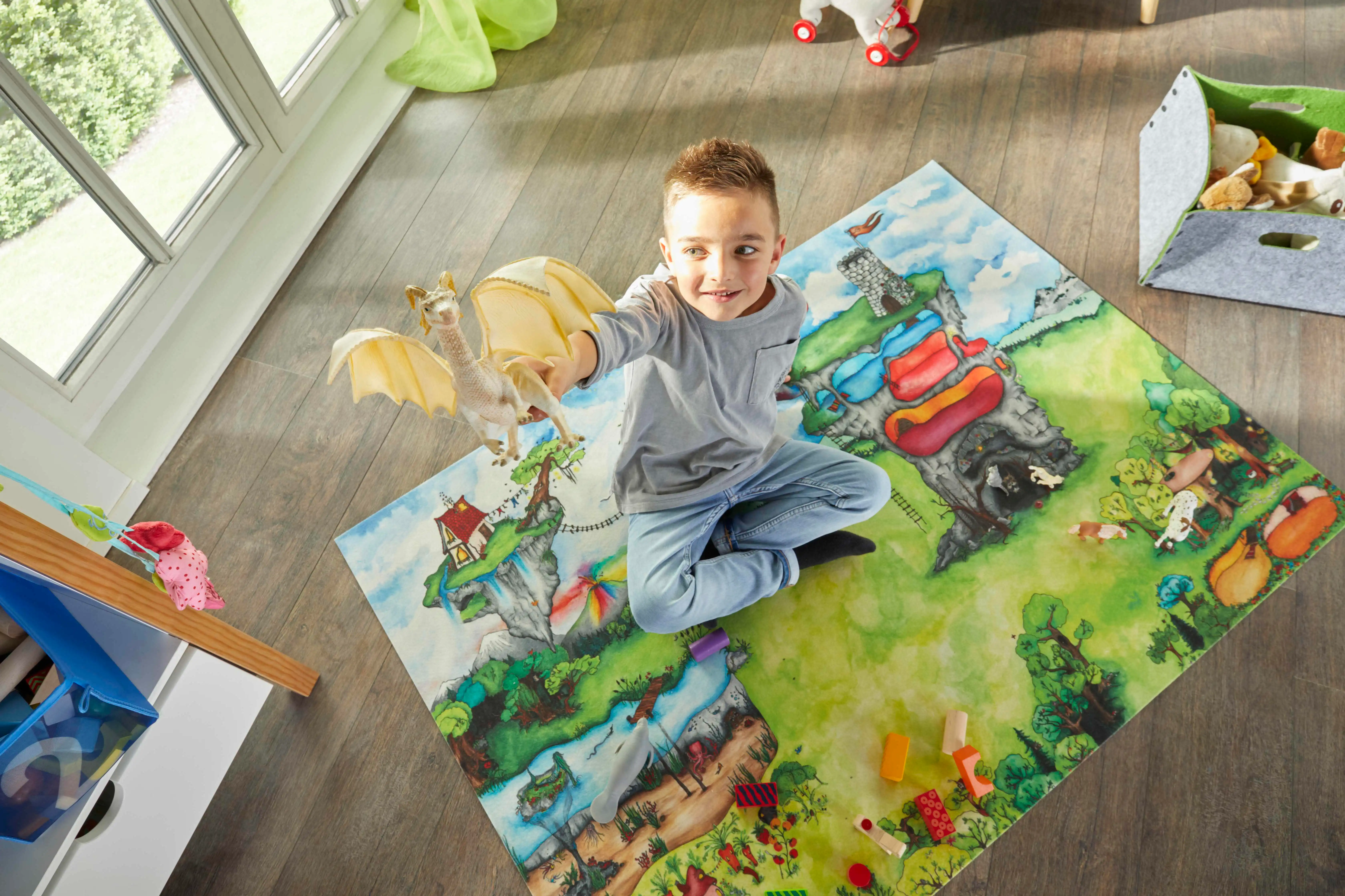 Spielteppich Zauberwelt - farbenfroher Spielteppich, 120 x 170 cm. KiTa-Spielewelt