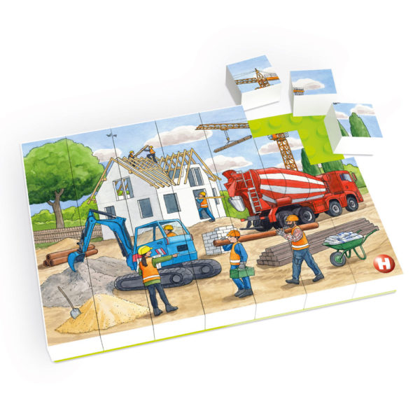 Puzzle auf der Baustelle - Noppenbausteine mit Baustelle als Motiv. KiTa-Spielewelt