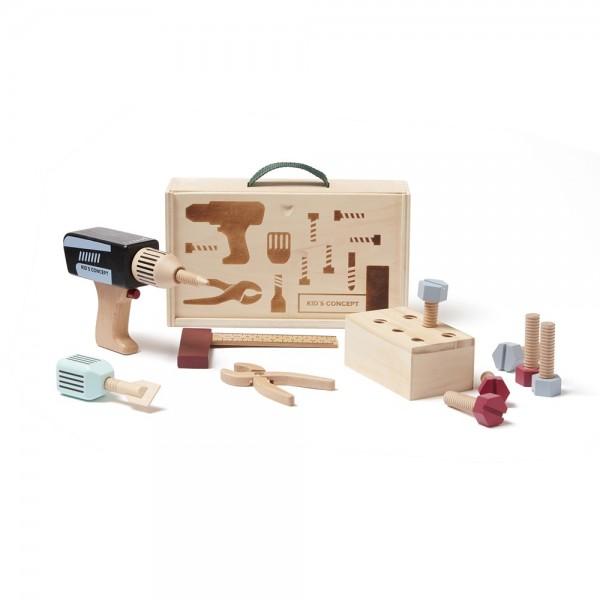 Werkzeugkoffer Kid's Hub, Holzspielzeug mit vielen Einzelteilen. KiTa-Spielewelt