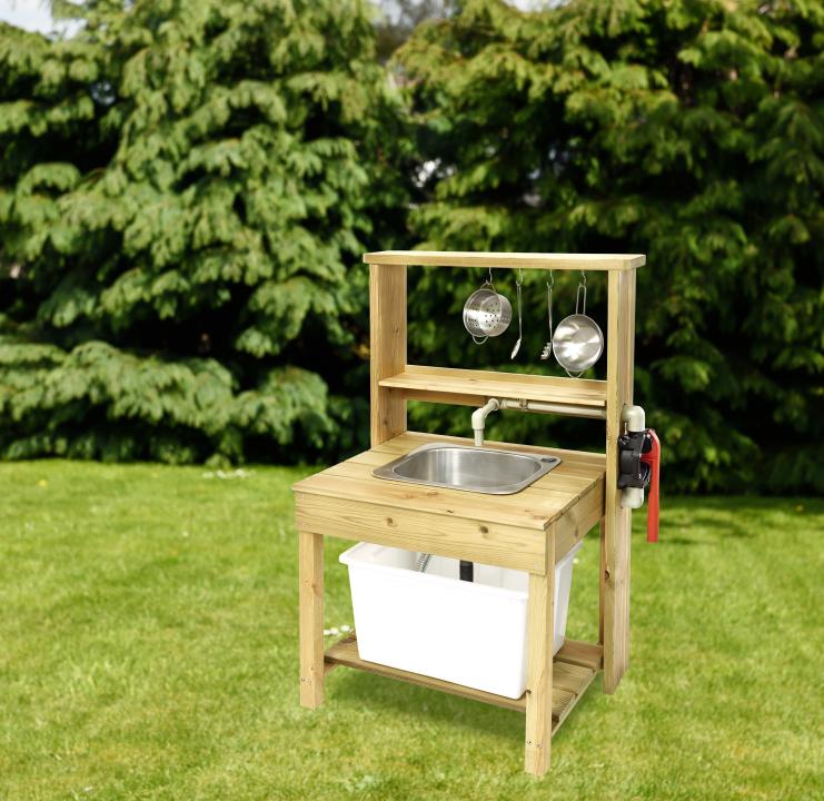 First Tools Outdoor Küchenspüle - Spieltisch / Kinderküche für den Garten. KiTa-Spielewelt
