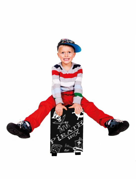 Cajon Piratenbox - Kinderhocker/Kindertrommel - snare und bass, Sitzhöhe 38 cm
