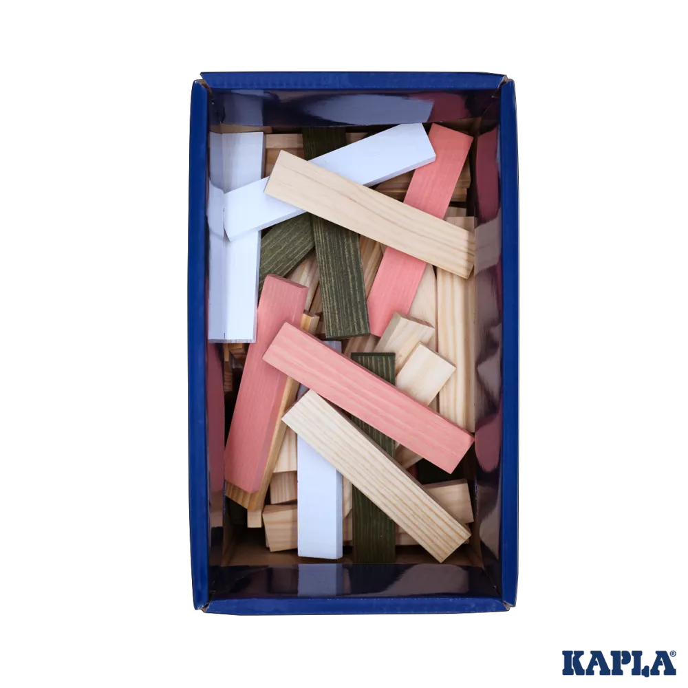 Kapla 200er Box rosa: Die passende Box für die Holzbausteine in natur, rosa, grün und weiß. KiTa-Spielewelt 