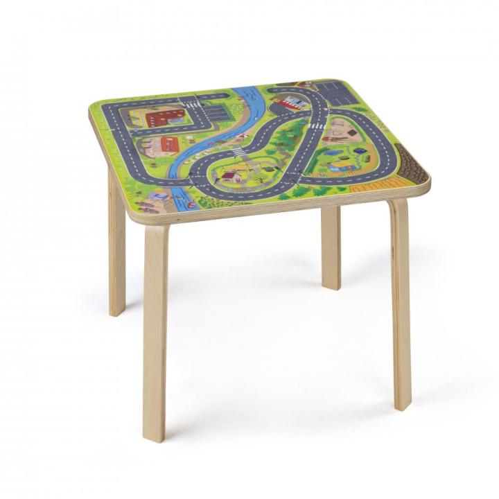 Spieltisch City, Holztisch mit Stadtplan-Motiv bedruckt. KiTa-Spielewelt