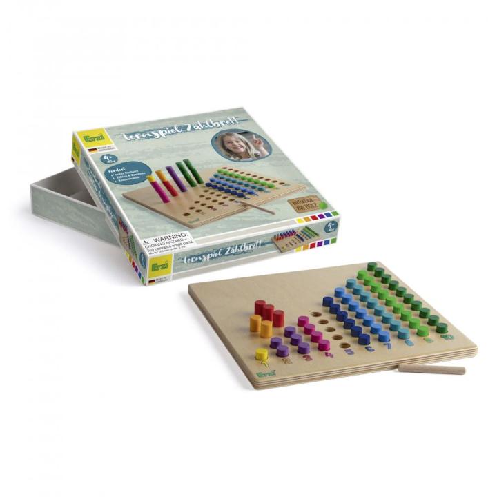 Lernspiel Zählbrett, Holzspielzeug, Brett mit verschieden farbigen Stäbchen zum Einstecken. KiTa-Spielewelt