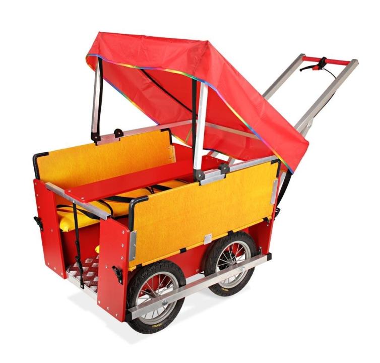 Krippenwagen 6-Sitzer - Kinderwagen mit variabel einstellbarem Sonnendach - KiTa-Spielewelt